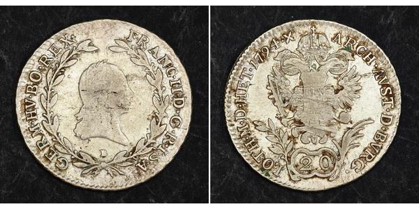 20 Kreuzer Austrian Empire (1804-1867) Silver Francis II, Holy Roman Emperor (1768 - 1835)