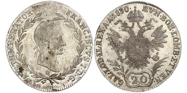 20 Kreuzer Austrian Empire (1804-1867) Silver Francis II, Holy Roman Emperor (1768 - 1835)