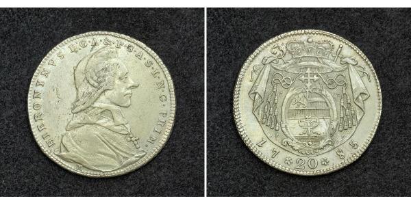 20 Kreuzer Salzburg Silver Count Hieronymus von Colloredo (1732 - 1812)