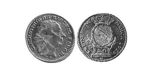 20 Kreuzer Margrave of Baden-Durlach (1535 - 1771) 銀 