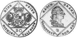20 Kreuzer Principality of Ansbach (1398–1792) 銀 Charles Alexander, Margrave of Brandenburg-Ansbach (1736 – 1806)