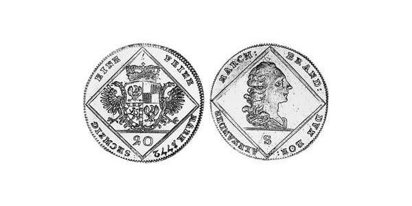20 Kreuzer Principality of Ansbach (1398–1792) 銀 Charles Alexander, Margrave of Brandenburg-Ansbach (1736 – 1806)