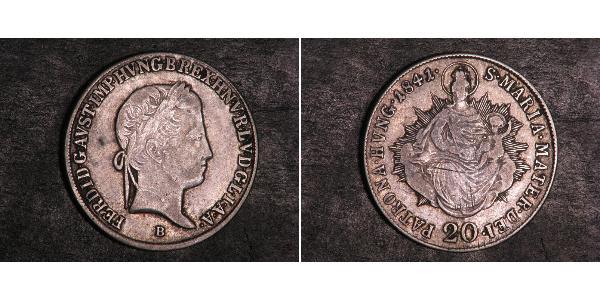 20 Kreuzer 匈牙利王国 銀 Ferdinand I of Austria (1793 - 1875)