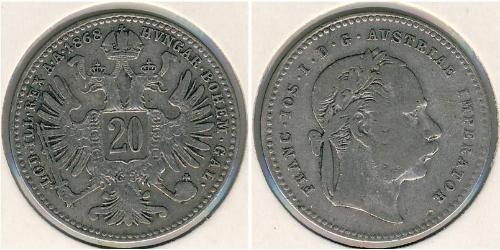 20 Kreuzer 奥匈帝国 (1867 - 1918) 銀 弗朗茨·约瑟夫一世 (1830 - 1916)