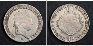 20 Kreuzer 奧地利帝國 (1804 - 1867) 銀 Ferdinand I of Austria (1793 - 1875)