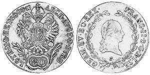 20 Kreuzer 奧地利帝國 (1804 - 1867) 銀 弗朗茨二世 (神圣罗马帝国) (1768 - 1835)