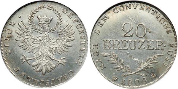 20 Kreuzer 奧地利帝國 (1804 - 1867) 銀 