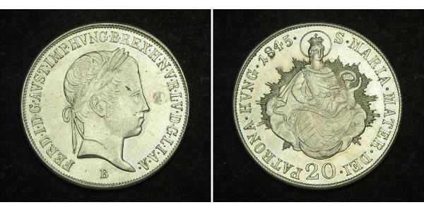 20 Kreuzer 奧地利帝國 (1804 - 1867) 銀 Ferdinand I of Austria (1793 - 1875)
