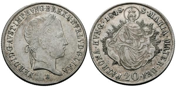 20 Kreuzer 奧地利帝國 (1804 - 1867) 銀 Ferdinand I of Austria (1793 - 1875)