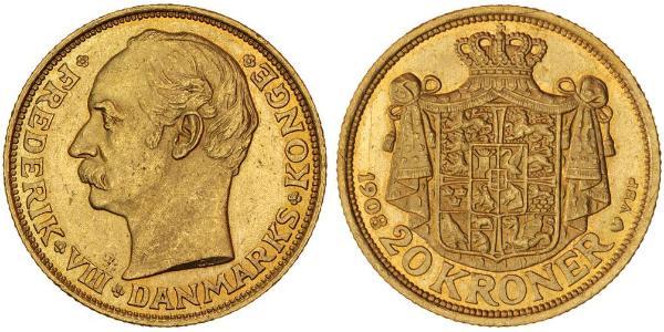 20 Krone Denmark Gold Frederick VIII of Denmark (1843 - 1912)