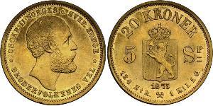 20 Krone Norway Gold Oscar II of Sweden (1829-1907)