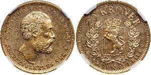 20 Krone Norway Gold Oscar II of Sweden (1829-1907)