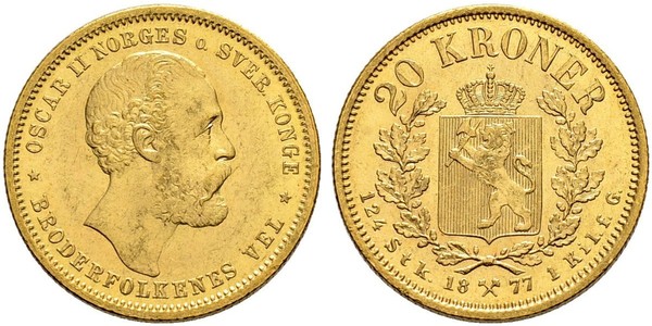 20 Krone Norway Gold Oscar II of Sweden (1829-1907)