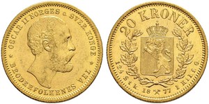 20 Krone Norwegen Gold Oskar II. (Schweden) (1829-1907)