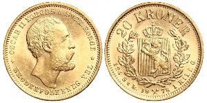 20 Krone Norwegen Gold Oskar II. (Schweden) (1829-1907)