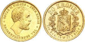 20 Krone Norwegen Gold Oskar II. (Schweden) (1829-1907)