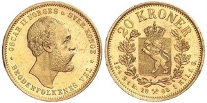 20 Krone Norwegen Gold Oskar II. (Schweden) (1829-1907)