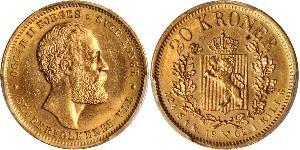 20 Krone Norwegen Gold Oskar II. (Schweden) (1829-1907)