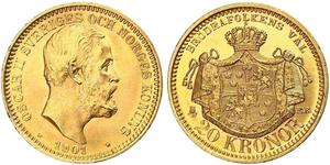 20 Krone Schweden Gold Oskar II. (Schweden) (1829-1907)