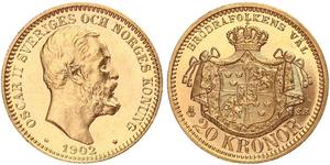 20 Krone Schweden Gold Oskar II. (Schweden) (1829-1907)