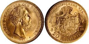 20 Krone Schweden Gold Oskar II. (Schweden) (1829-1907)