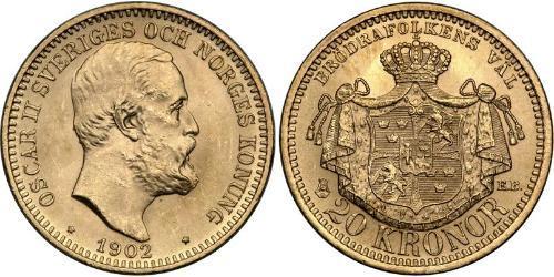 20 Krone Schweden Gold Oskar II. (Schweden) (1829-1907)