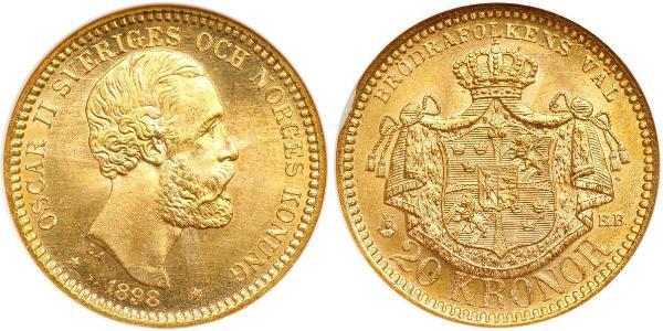 20 Krone Schweden Gold Oskar II. (Schweden) (1829-1907)