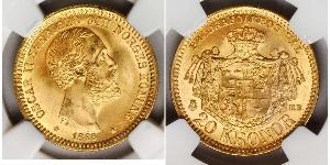 20 Krone Sweden Gold Oscar II of Sweden (1829-1907)