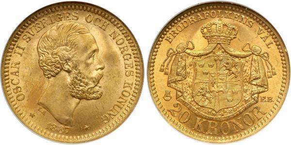 20 Krone Sweden Gold Oscar II of Sweden (1829-1907)