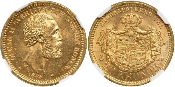 20 Krone Sweden Gold Oscar II of Sweden (1829-1907)