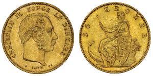 20 Krone Danemark Or Christian IX de Danemark (1818-1906)