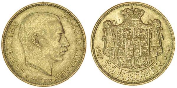 20 Krone Danemark Or Christian X de Danemark (1870 - 1947)