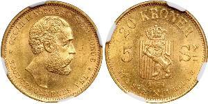 20 Krone Norvège Or Oscar II de Suède (1829-1907)