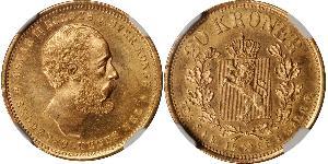 20 Krone Norvège Or Oscar II de Suède (1829-1907)