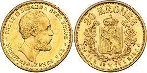 20 Krone Norvège Or Oscar II de Suède (1829-1907)