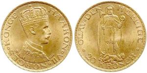 20 Krone Norvège (1905 - ) Or Haakon VII de Norvège (1872 - 1957)