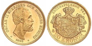 20 Krone Suède Or Oscar II de Suède (1829-1907)