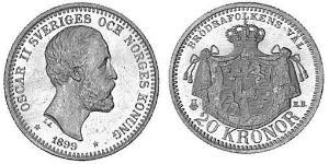 20 Krone Suède Or Oscar II de Suède (1829-1907)