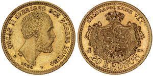 20 Krone Suède Or Oscar II de Suède (1829-1907)