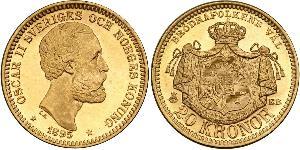 20 Krone Suède Or Oscar II de Suède (1829-1907)