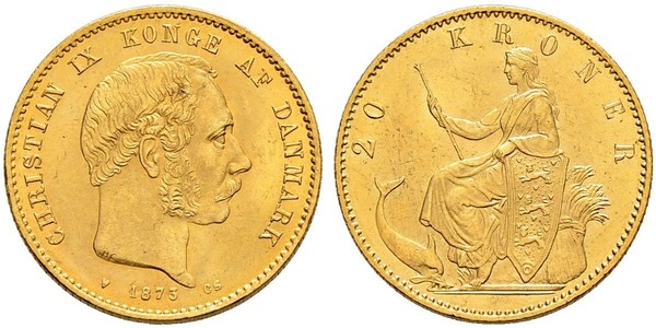 20 Krone Danimarca Oro Cristiano IX di Danimarca (1818-1906)