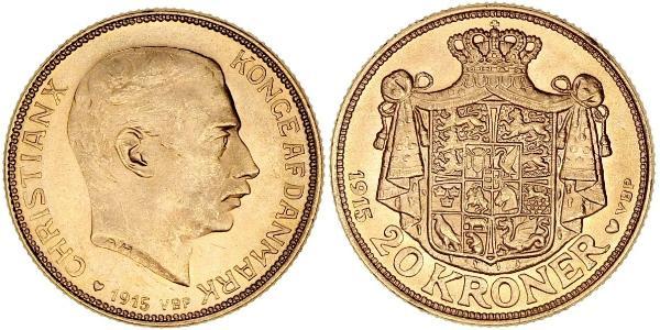 20 Krone Danimarca Oro Cristiano X di Danimarca (1870 - 1947)