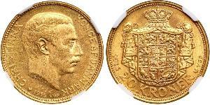 20 Krone Dinamarca Oro Cristián X de Dinamarca (1870 - 1947)