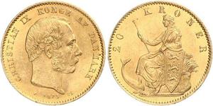 20 Krone Dinamarca Oro Christian IX de Dinamarca (1818-1906)