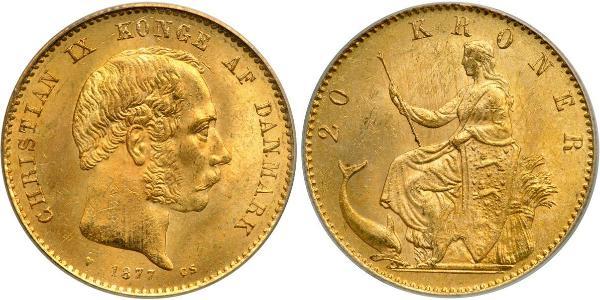 20 Krone Dinamarca Oro Christian IX de Dinamarca (1818-1906)