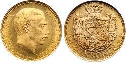 20 Krone Dinamarca Oro Cristián X de Dinamarca (1870 - 1947)
