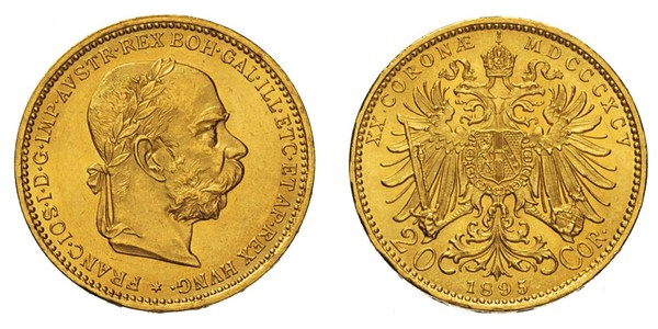 20 Krone Imperio austrohúngaro (1867-1918) Oro Franz Joseph I (1830 - 1916)