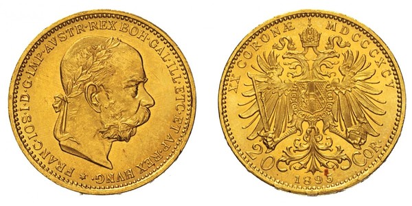 20 Krone Imperio austrohúngaro (1867-1918) Oro Franz Joseph I (1830 - 1916)