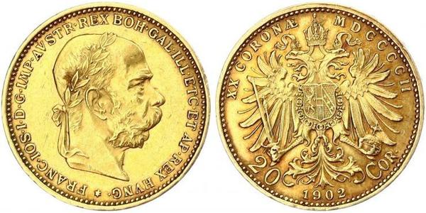 20 Krone Imperio austrohúngaro (1867-1918) Oro Franz Joseph I (1830 - 1916)