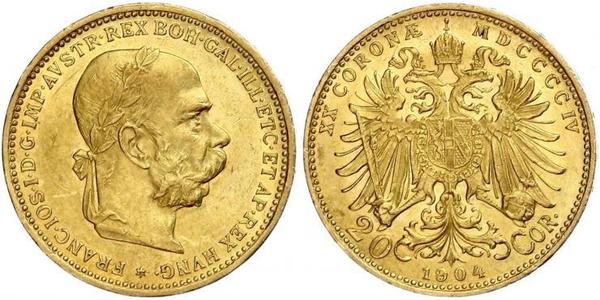 20 Krone Imperio austrohúngaro (1867-1918) Oro Franz Joseph I (1830 - 1916)